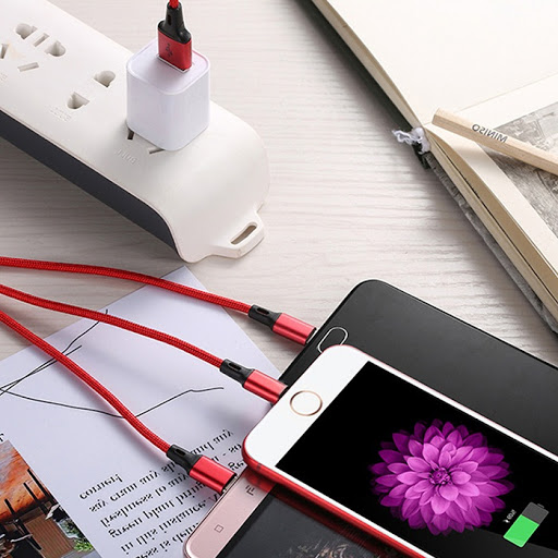 Cáp sạc dây dù đa năng 3 đầu Lightning - Type C - Micro USB mẫu