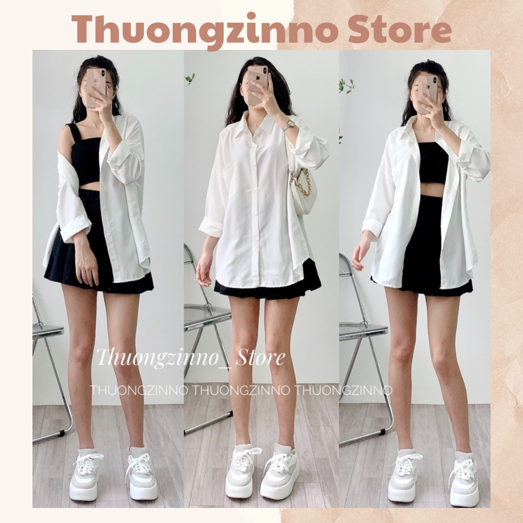 [Ảnh Thật/Video]Áo Sơ Mi Trắng Basic Phối Được Nhiều Style Phong Cách Hàn Quốc