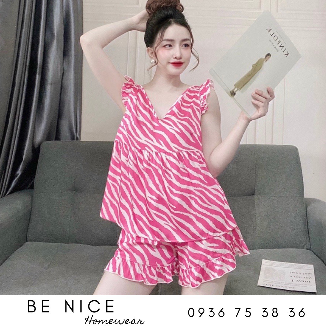 Set đùi mặc nhà cổ V nhún ngực