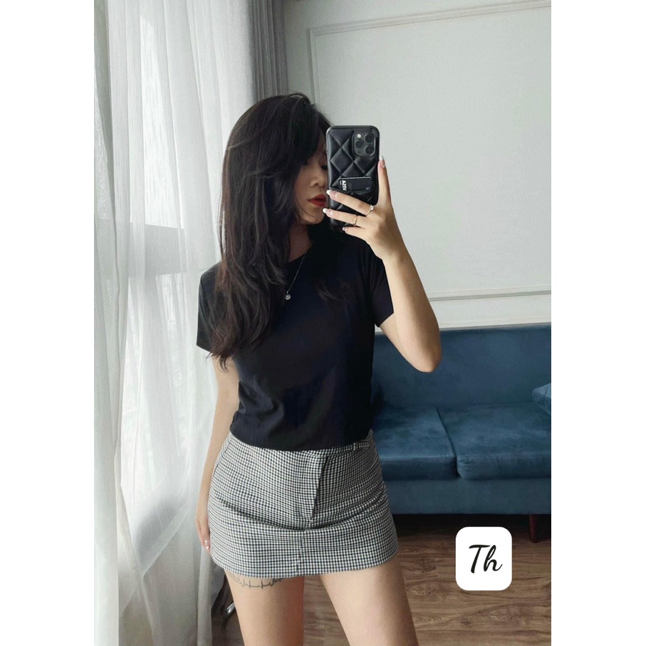 Áo phông croptop cổ tròn chất zip 4 màu siêu chất