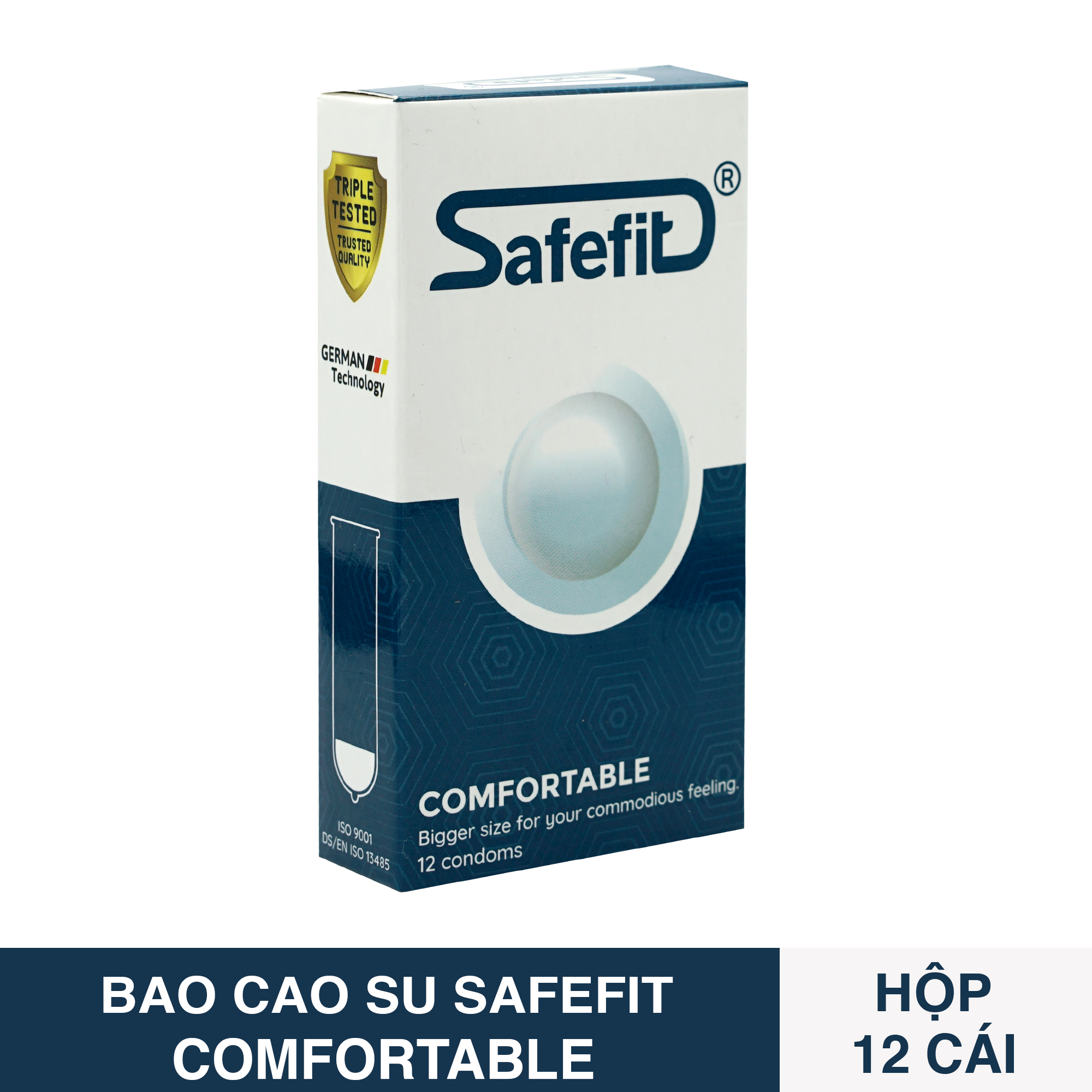 Hộp 10 cái bao cao su safefit comfortable mỏng - trơn - không hôi cao su