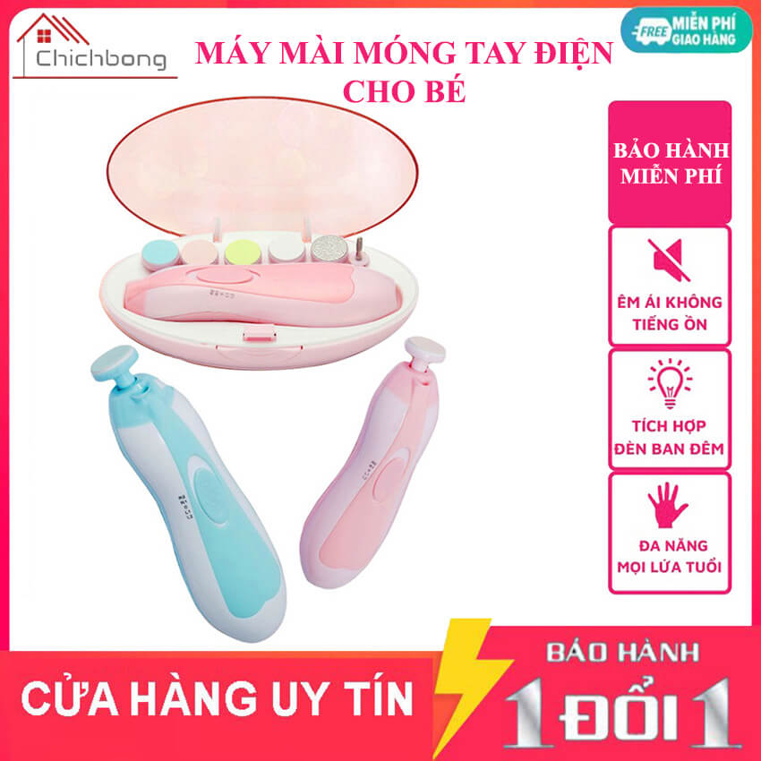 Máy cắt móng tay điện đa năng cho bé, bộ mài dũa cắt móng tay đa năng an toàn cho mẹ và bé thông minh tiện dụng, 6 đầu mài móng
