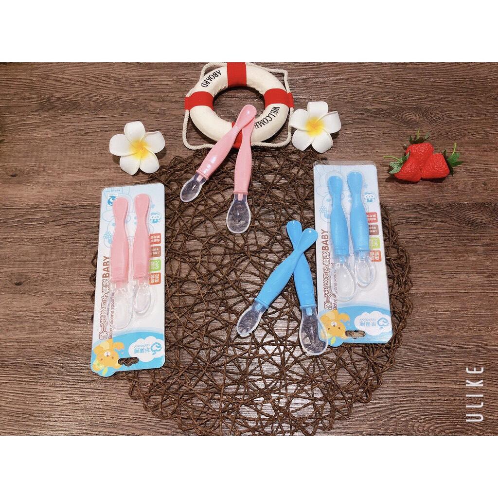 Sét 2 thìa ăn dặm silicone kèm vỉ ms2020