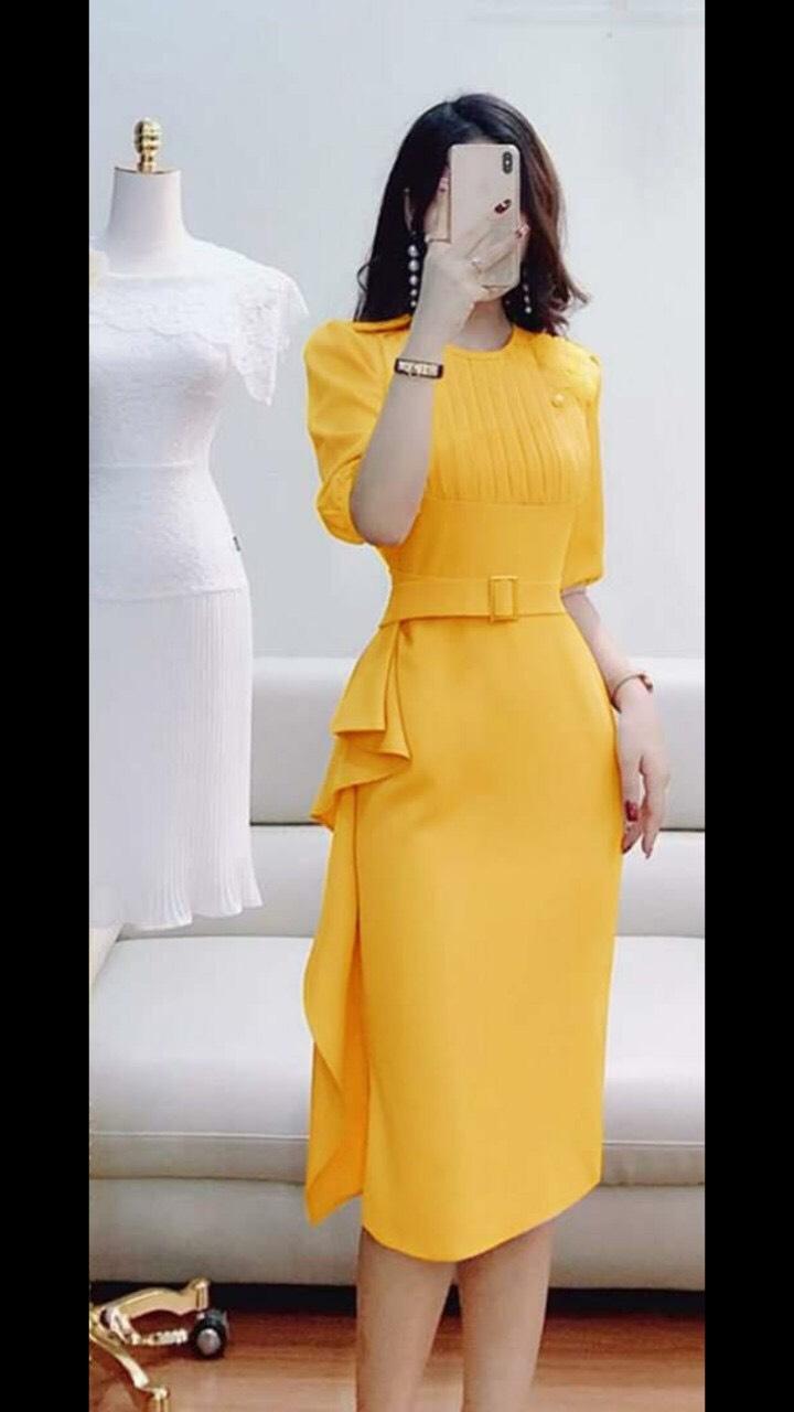 Đầm dự tiệc phối bèo - kèm thắt lưng