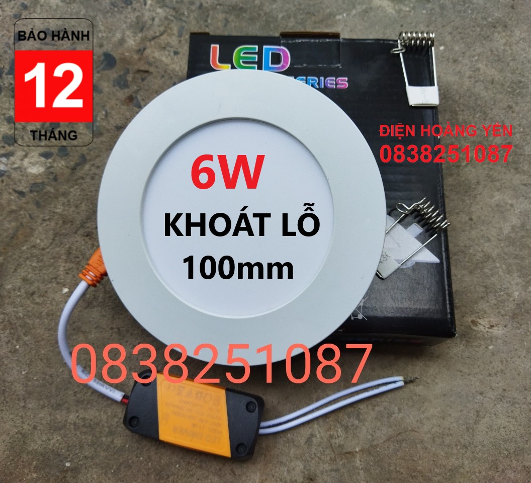[HCM]Đèn LED âm trần 6w siêu mỏng bảo hành 12 tháng