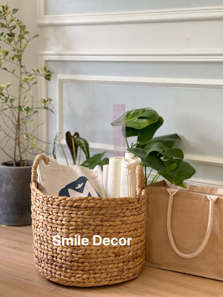Giỏ đựng đồ đa năng Smile Decor đan lục bình trồng cây , đựng quần áo , đồ chơi