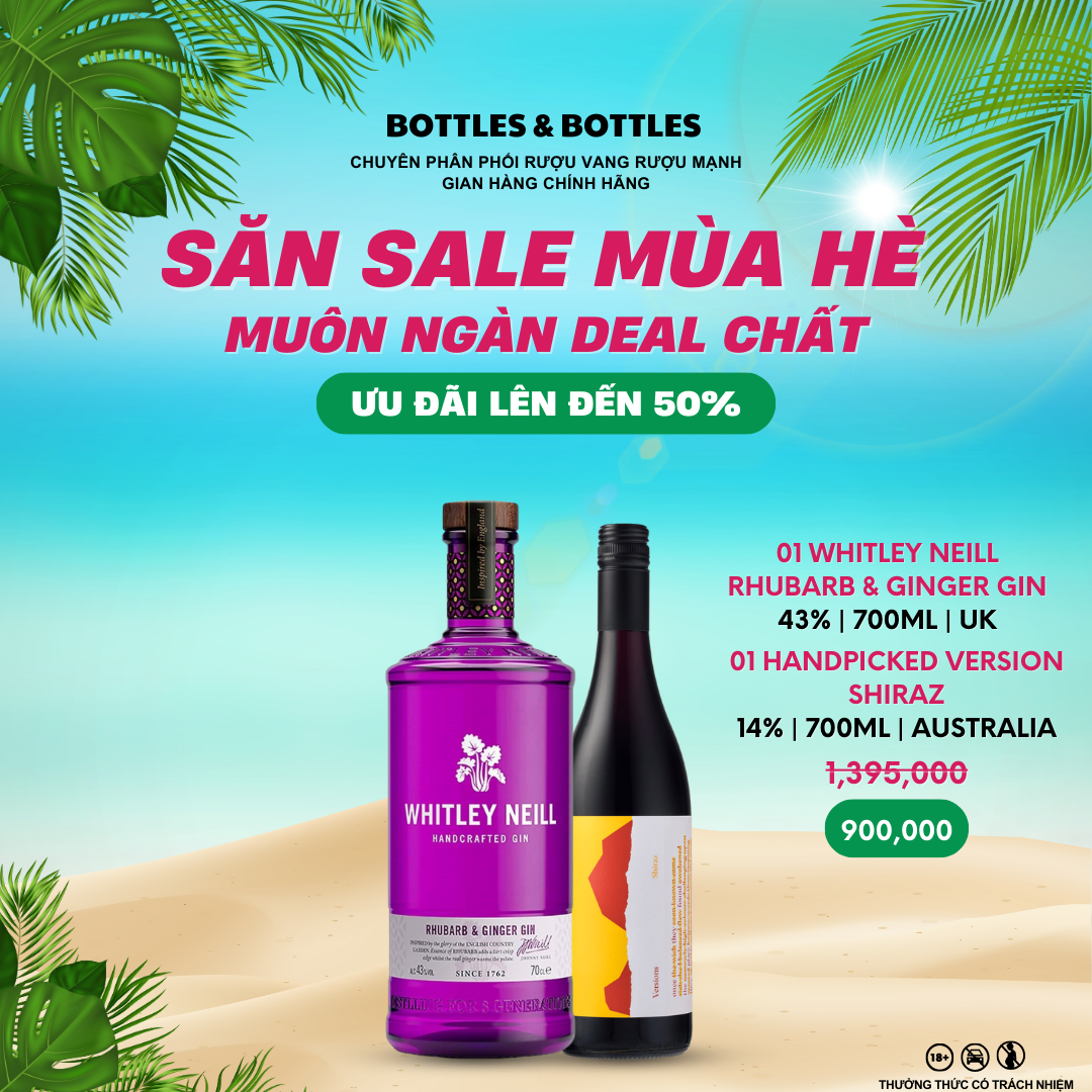 Chính hãng rượu whitley neill rhubarb & ginger gin - 700ml -43%