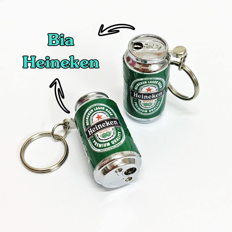 Bật lửa - móc khoá hình lon bia hêine-ken