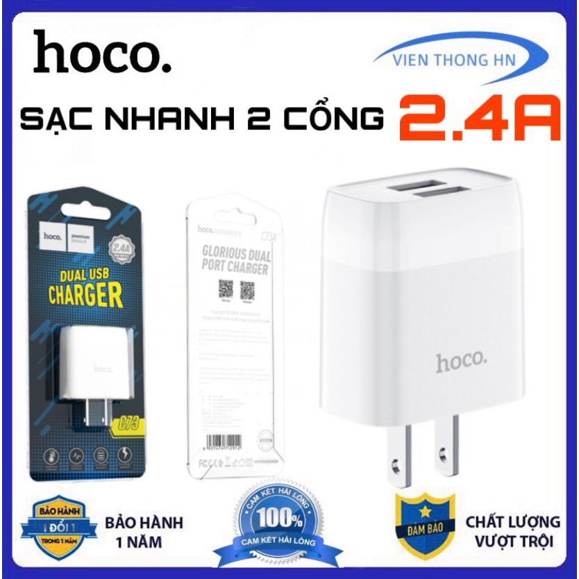 Cóc sạc nhanh Hoco C73 2.4A chính hãng