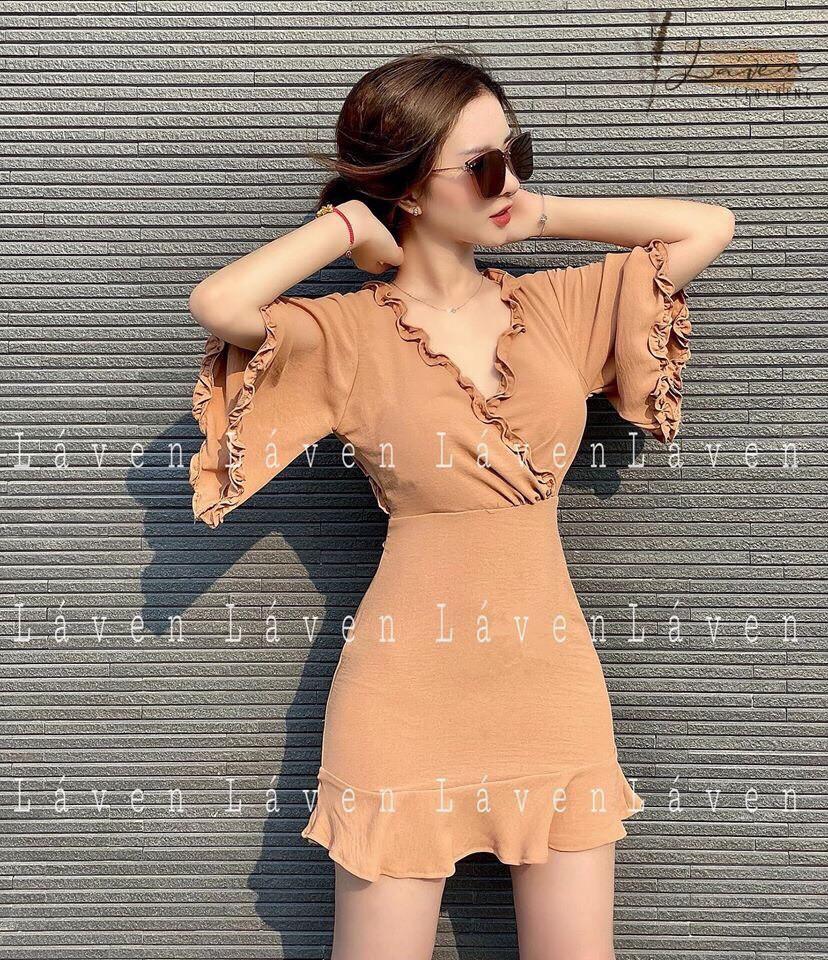 Đầm tay bèo cột nơ sau lưng