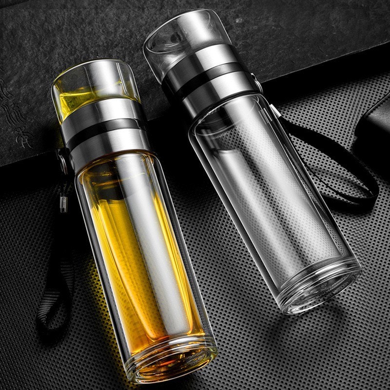 Bình Pha Trà Cao Cấp, Bình Thủy Tinh 2 Lớp Cách - Dung Tích 450ml