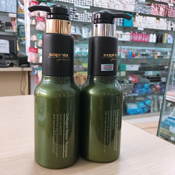 Cặp dầu gội xả Sophia Platinum Collagen Repair Shampoo Conditioner 500ml