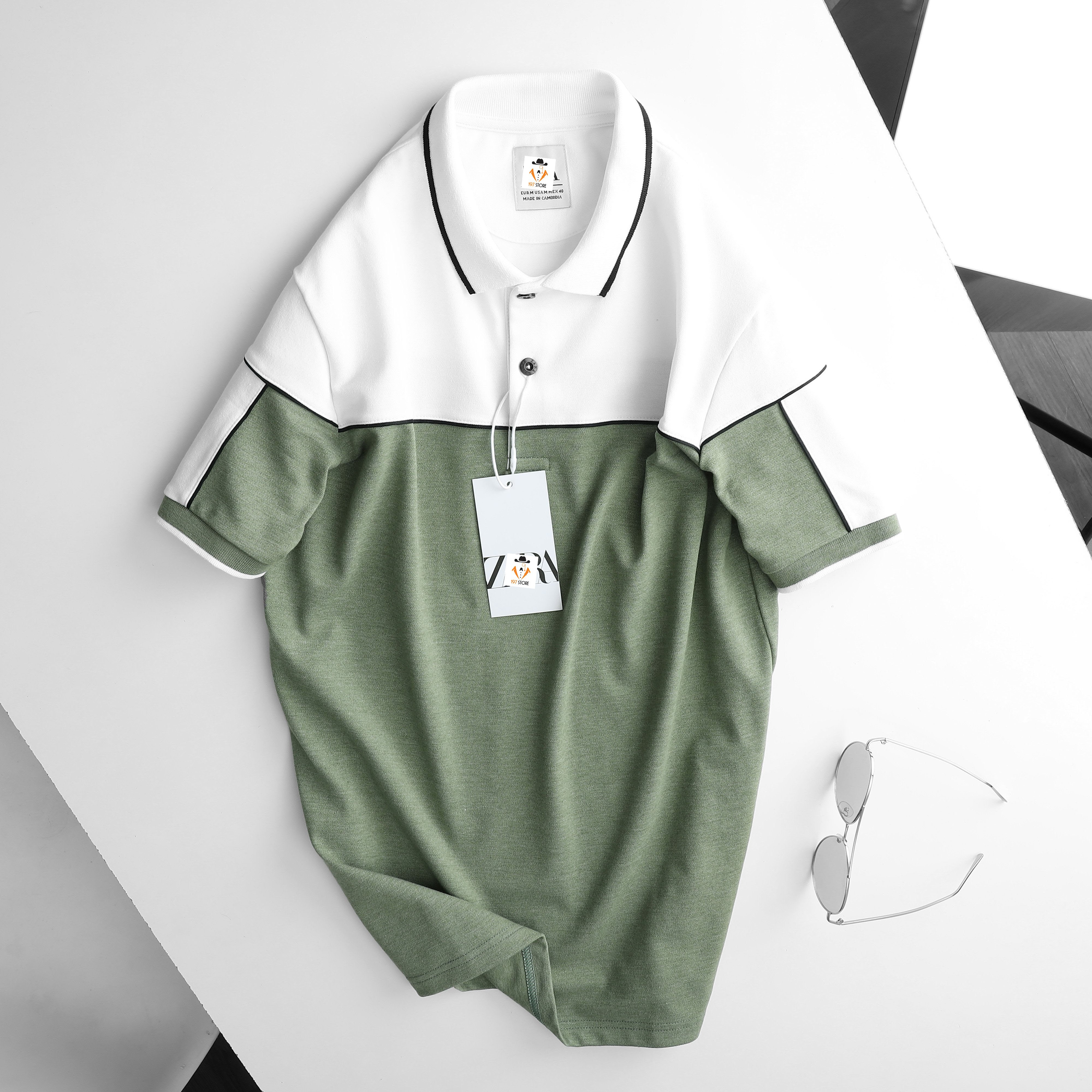Áo thun polo nam có cổ Zara