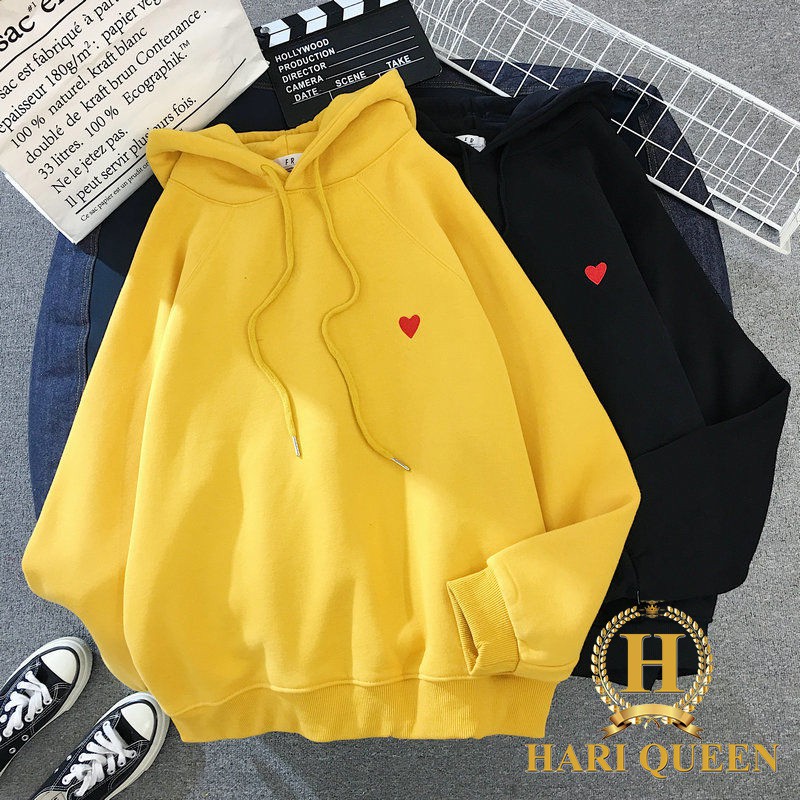 Áo hoodie tim nhỏ in tay ngực LNG0919