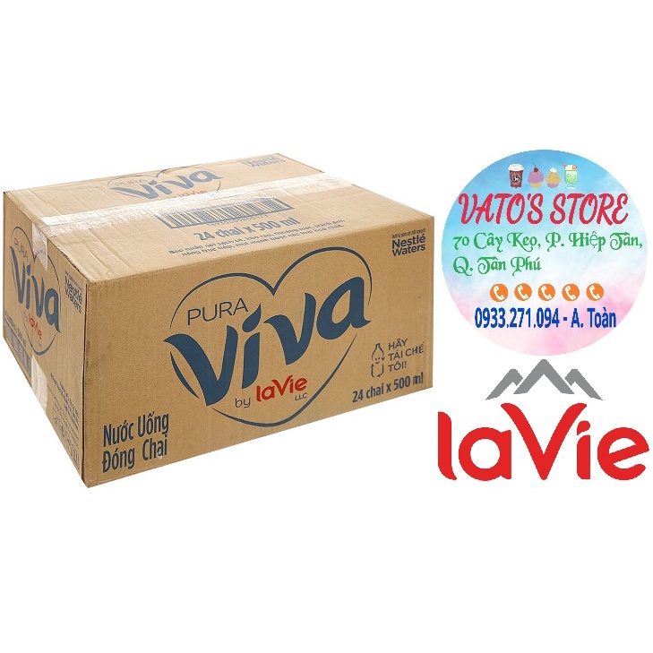 Thùng 24 chai nước tinh khiết VIVA LAVIE 500ml Lốc 6 chai nước LA VIE VIVA