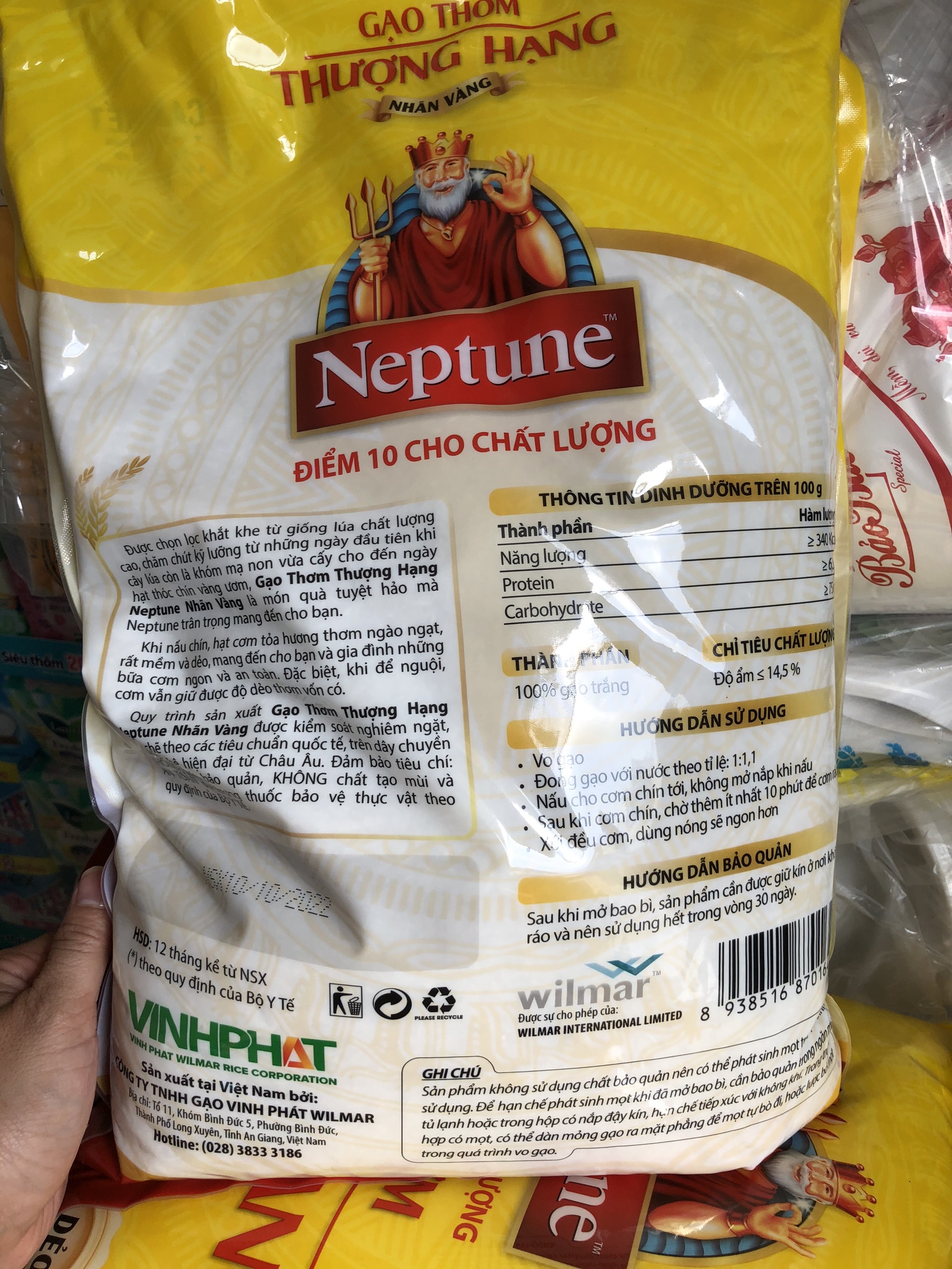 Gạo Thơm Thượng Hạng Neptune Nhãn Vàng 5kg