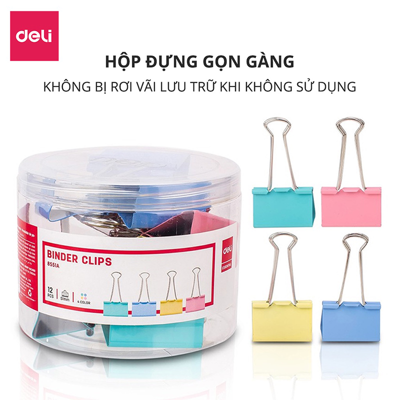 Kẹp bướm màu 50mm 8551A (Deli)