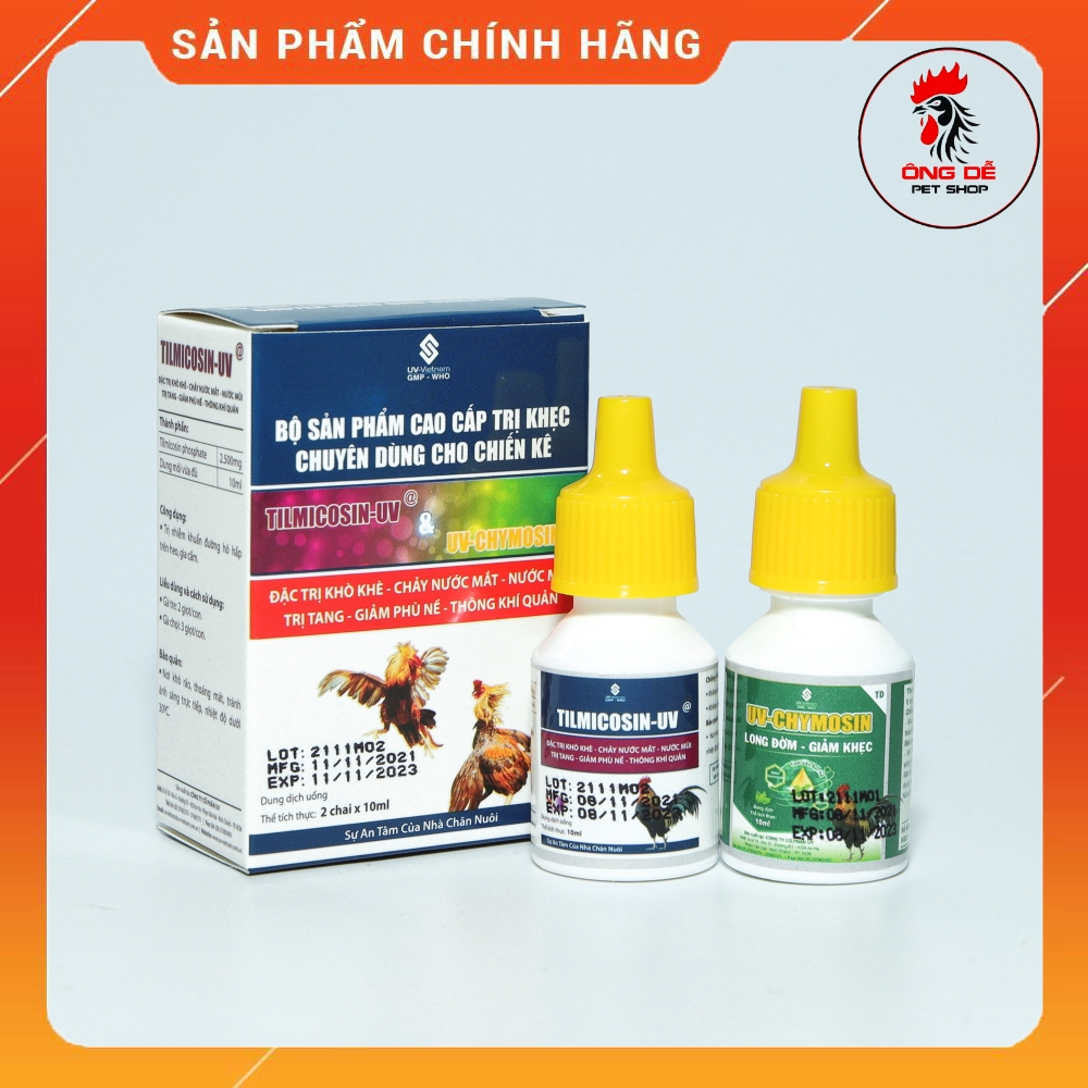 Bộ đôi khò khè sổ mũi cho gà đá 𝐓𝐈𝐋𝐌𝐈𝐂𝐎𝐒𝐈𝐍 + 𝐂𝐇𝐘𝐌𝐎𝐒𝐈𝐍