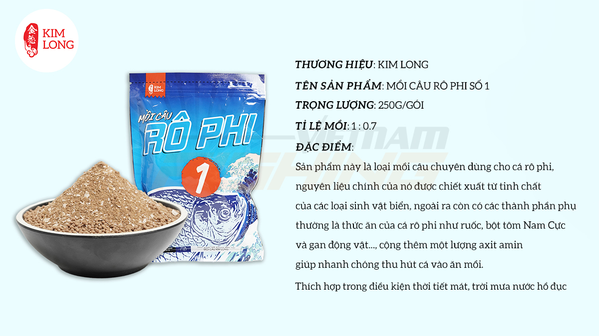 [Ảnh thật] [Chính hãng] Mồi câu Rô Phi Kim Long số 1
