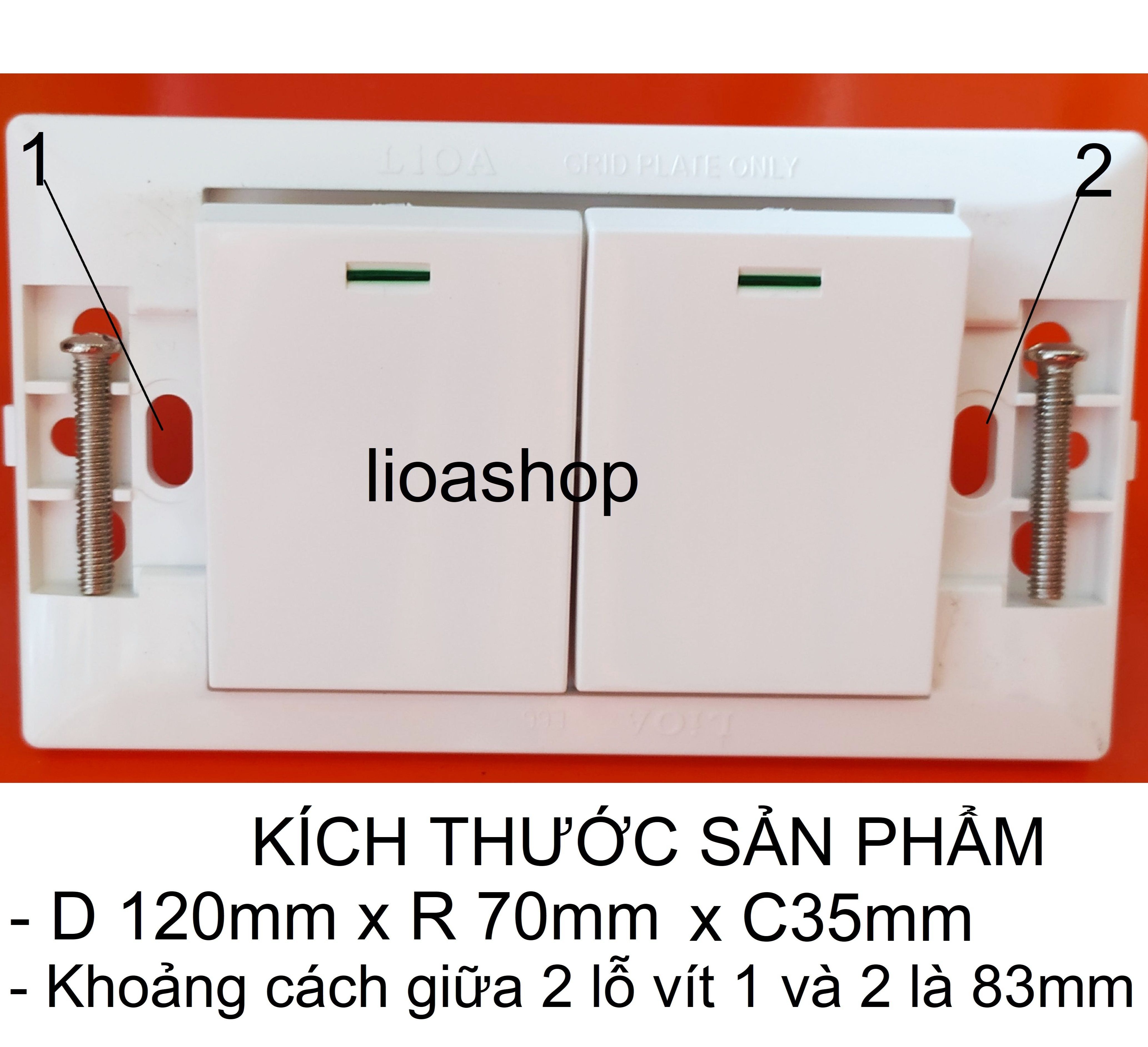 CÔNG TẮC ĐÔI 1 CHIỀU VÀ 2 CHIỀU LiOA PHÍM TO CHỮ NHẬT.