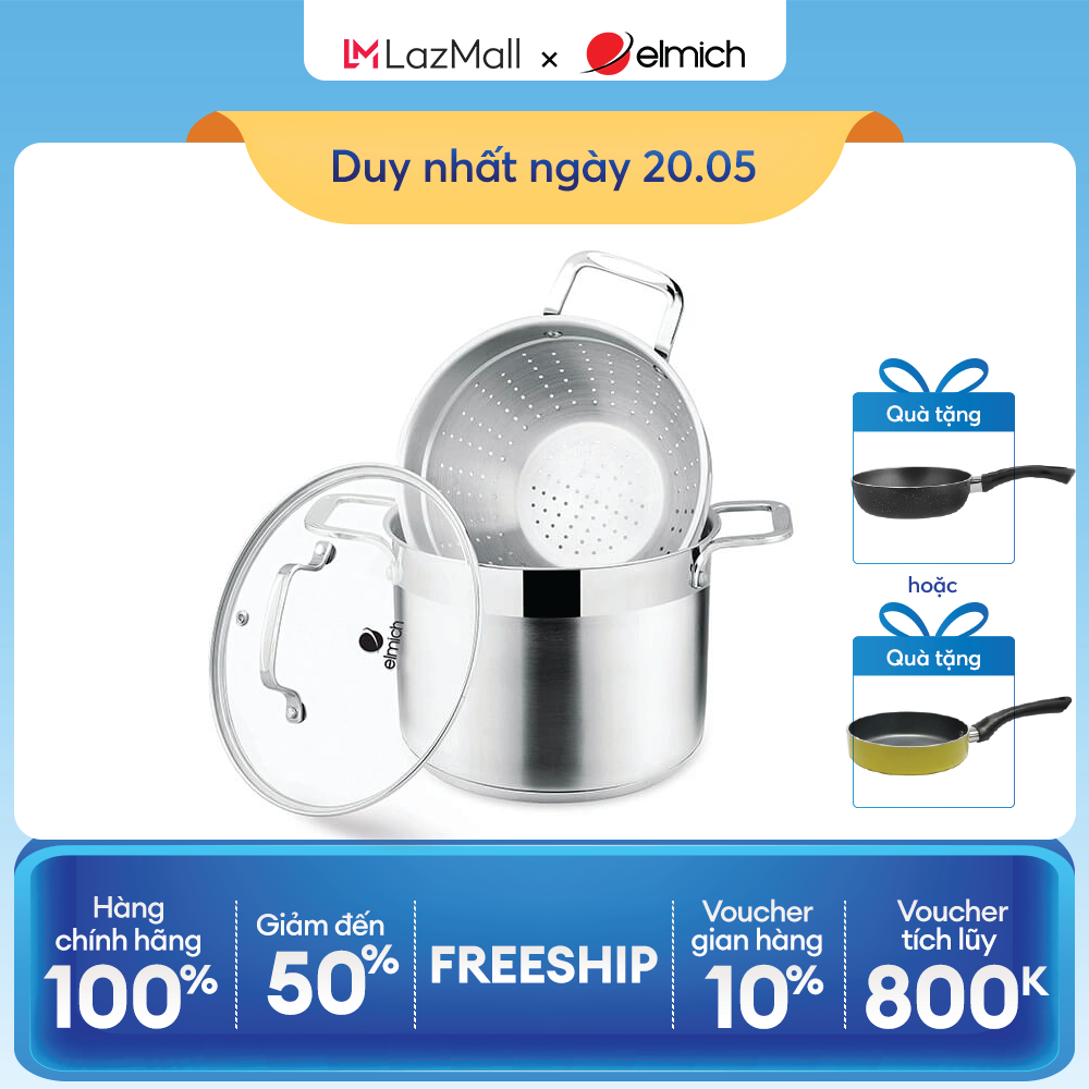 (SALE TẾT)Nồi hấp Inox 304 Elmich 26cm EL3361