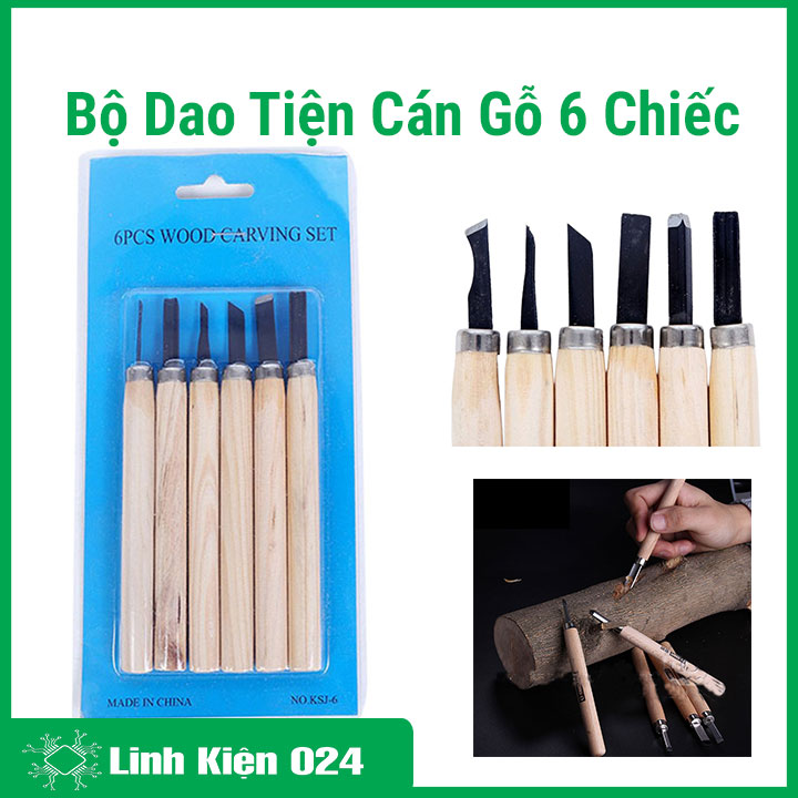 Bộ dao tiện cán gỗ 6 chiếc mũi dao hợp kim cao cấp