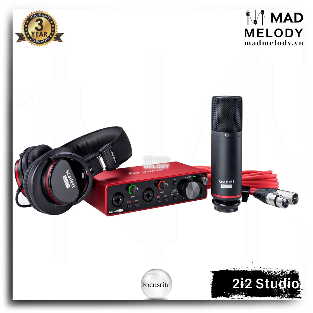 Focusrite Scarlett 2i2 Studio Recording Package (3rd Gen) [bộ thu âm chất lượng cao 2i2 Gen 3, thế hệ 3, NEW]