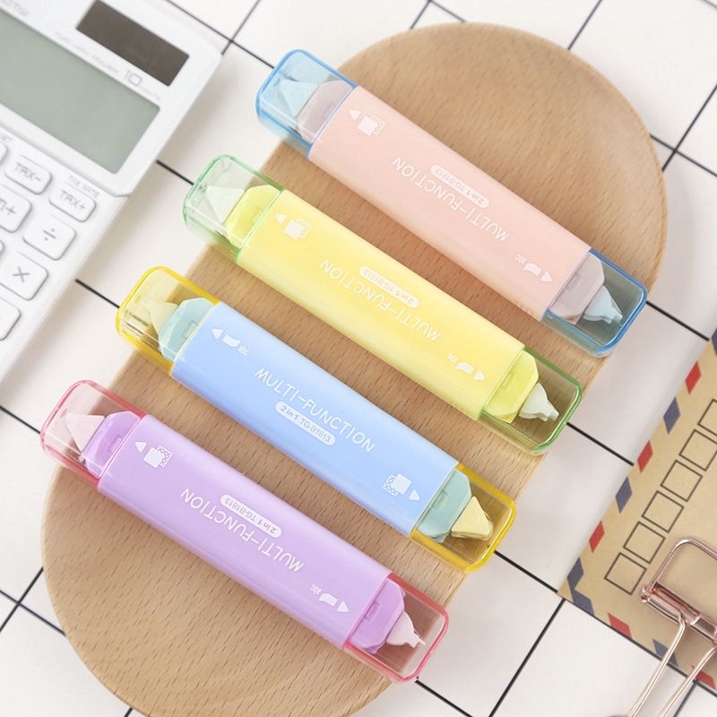 Bút xóa kéo 2 đầu (1 đầu xóa, 1 đầu keo dán 2 mặt) màu pastel xinh xắn