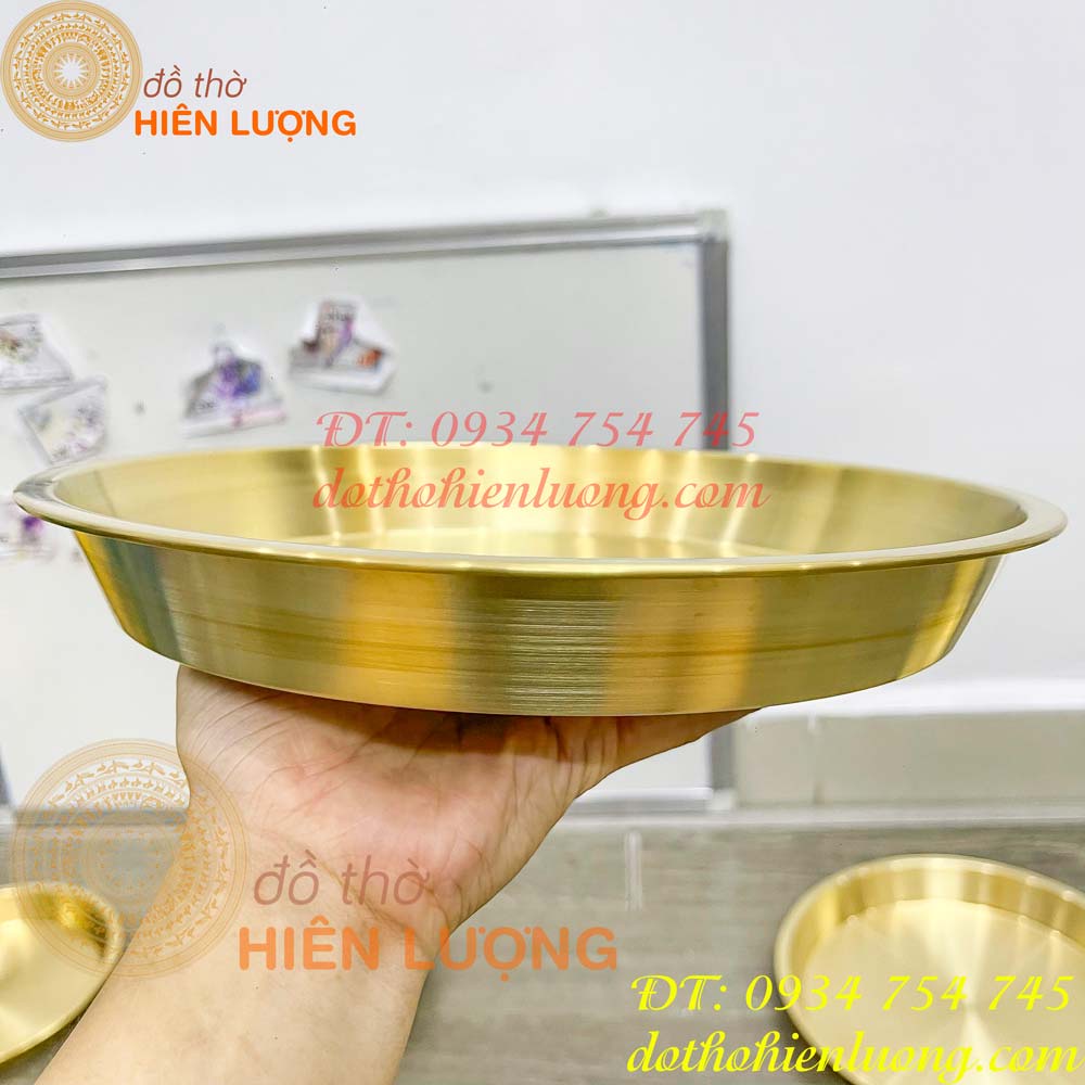 Đĩa đồng trơn đựng hoa quả đáy phẳng thờ cúng (giá 1 cái)