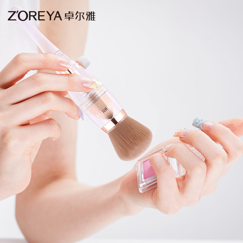 Soft 3 in 1 multifunctional travel makeup brush angled sponge makeup brush eyebrow eye shadow brush cosmetic