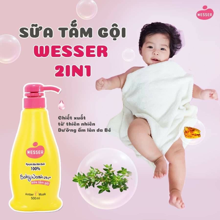 Sữa Tắm Gội Wesser Hàn Quốc 500ml (dầu tắm gội 2in1)