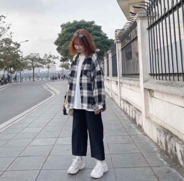 [HCM][Có ảnh thật] Áo sơ mi form rộng sọc caro trendy