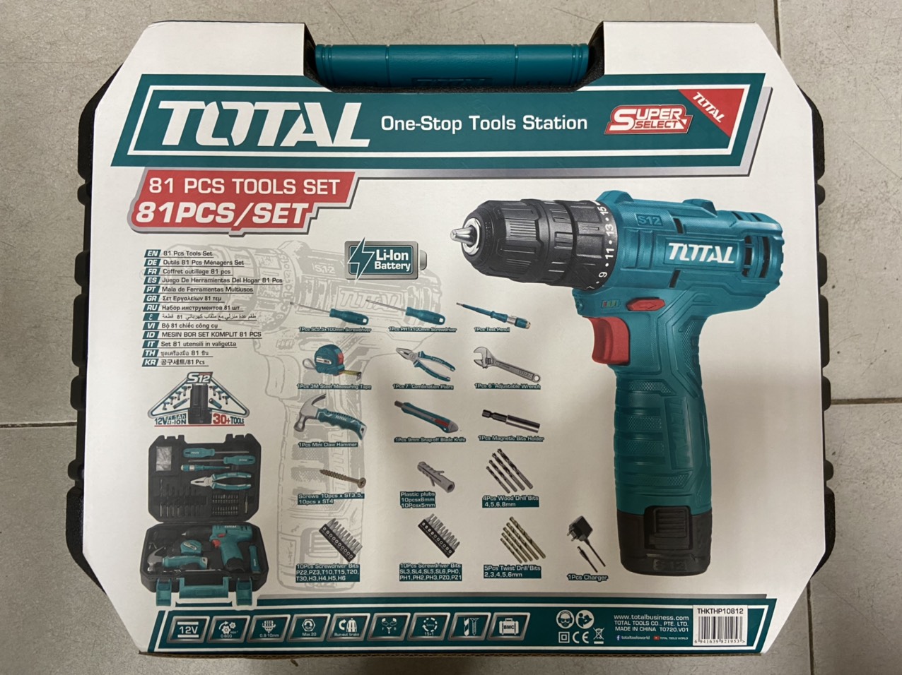 MÁY KHOAN PIN 12V ( 81 MÓN ĐỒ NGHỀ ) TOTAL TDLI12415 - THKTHP10812