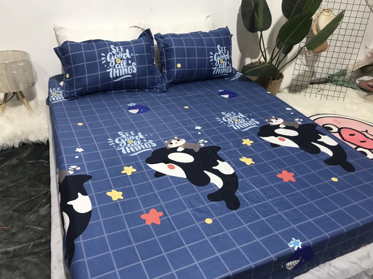 Bộ Ga Gối 3 Món ( Gồm 1 Ga Bo Chun + 2 Vỏ Gối) Mã CH207