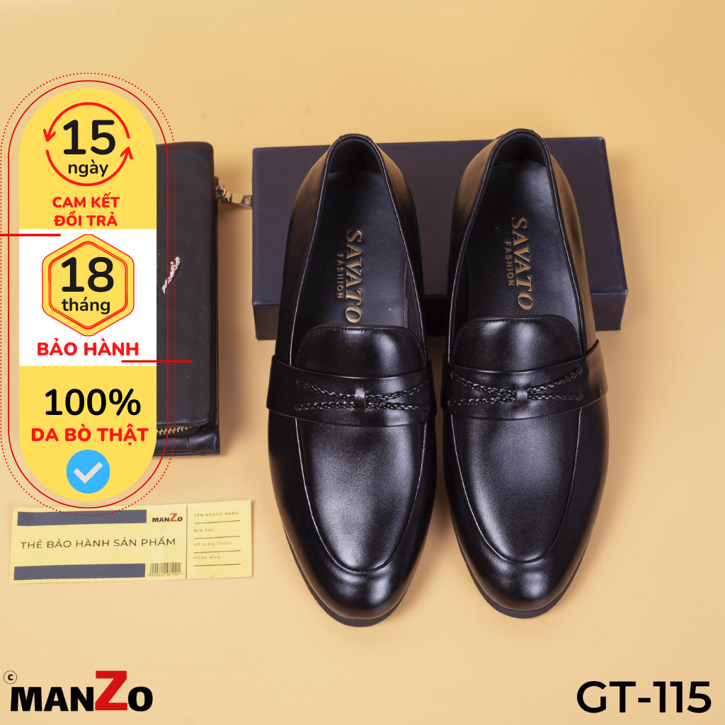 Giày Lười Nam Công Sở Da Bò Nhập Khẩu Cao Cấp MANZO - Giày Dép Bảo Hành 12 Tháng – GT 115