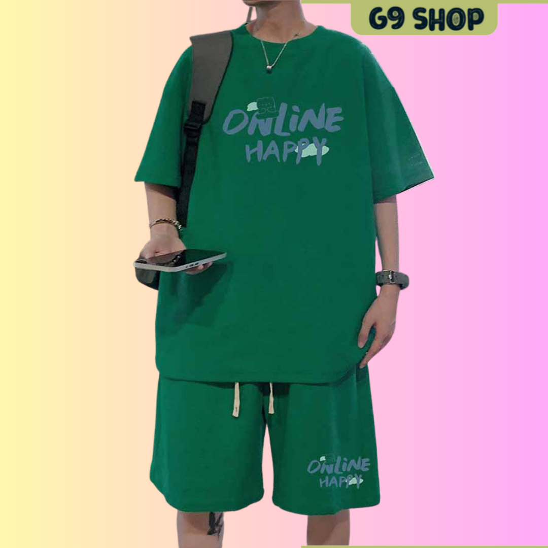Sét bộ đồ mặc nhà nam, sét bộ đi chơi in hình ONLINE HAPPY cực đẹp (đủ màu lựa chọn) - G9_SHOP S0