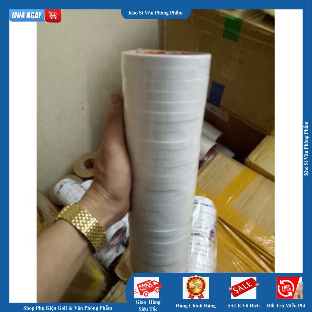 Băng dính 2 mặt bản 1cm - 2cm - 2.4cm - 5cm dày 7y - 1 cuộn