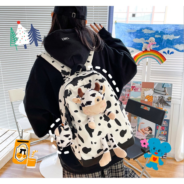 [ATKSHOP] Balo ulzzang bò sữa siêu dễ thương 2021