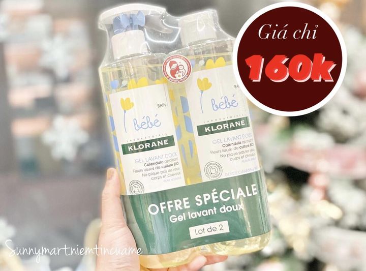 Gel tắm gội 2in1 klorane cho bé sơ sinh 500ml
