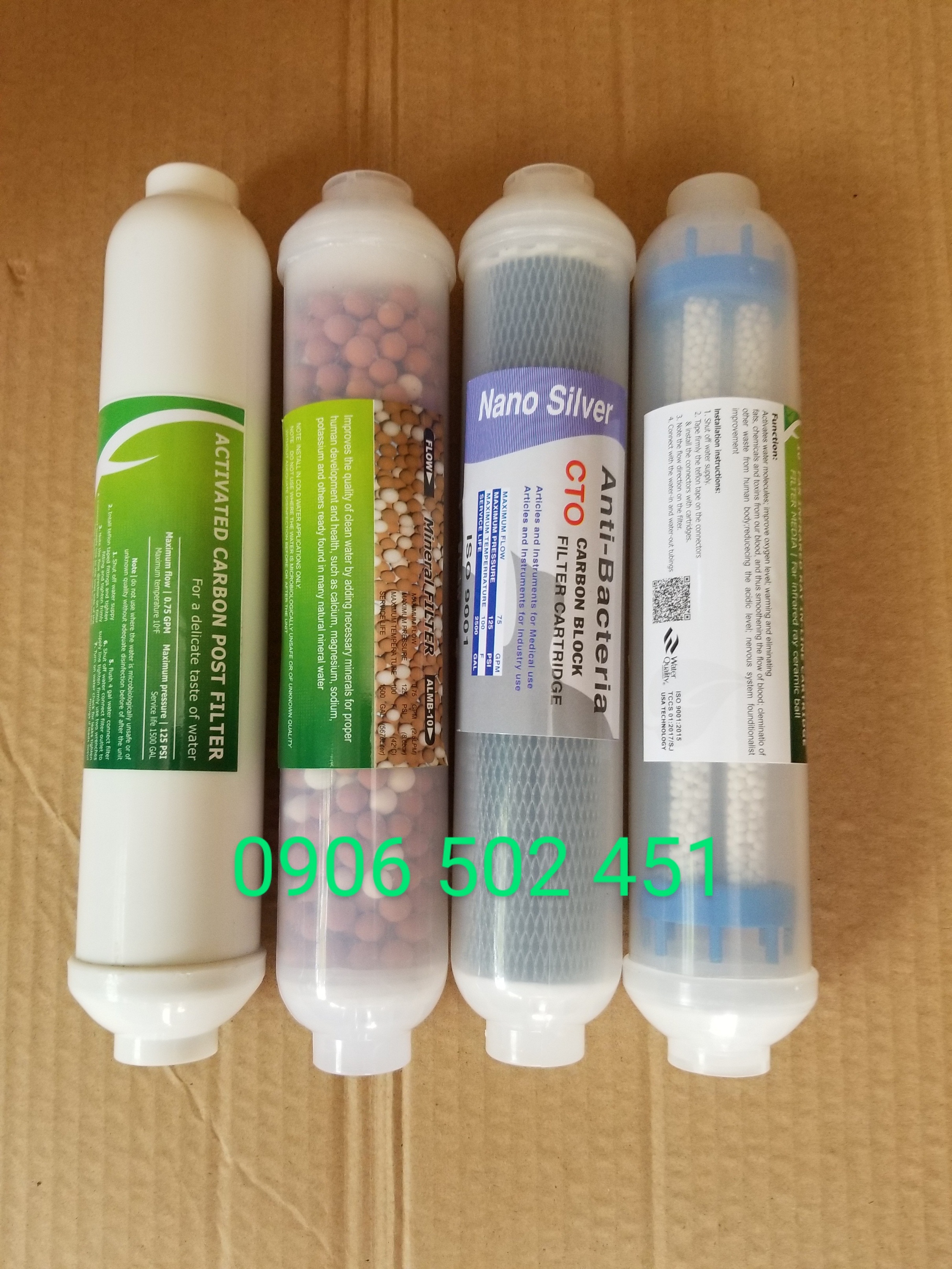[HCM]( Ảnh thật) Bộ 4 Lõi lọc nước số 5 6 7 (T33 CW- BIO - NANO SILVER- Hồng ngoại)  dùng cho máy RO