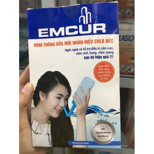 Bình rửa mũi EMCUR nhãn hiệu CHLB Đức làm thông mũi, hỗ trợ viêm mũi, viêm họng, viêm xoang