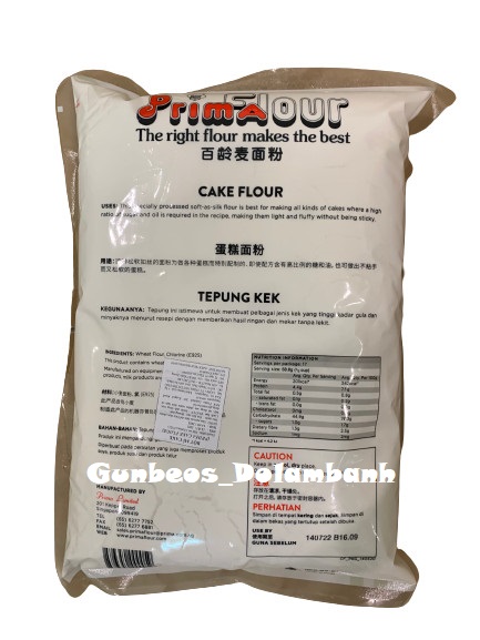 Bột Prima Cake Flour màu vàng 1kg