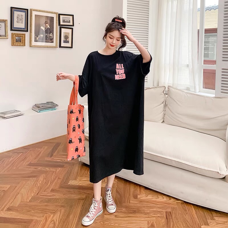 Đầm suông all you need - váy suông cotton dáng dài, form rộng đến 75kg