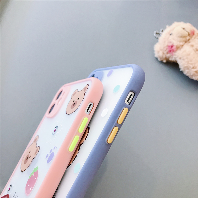 Ốp Lưng Nhám Chống Sock Va Đập Bảo Vệ Camera Bear Face