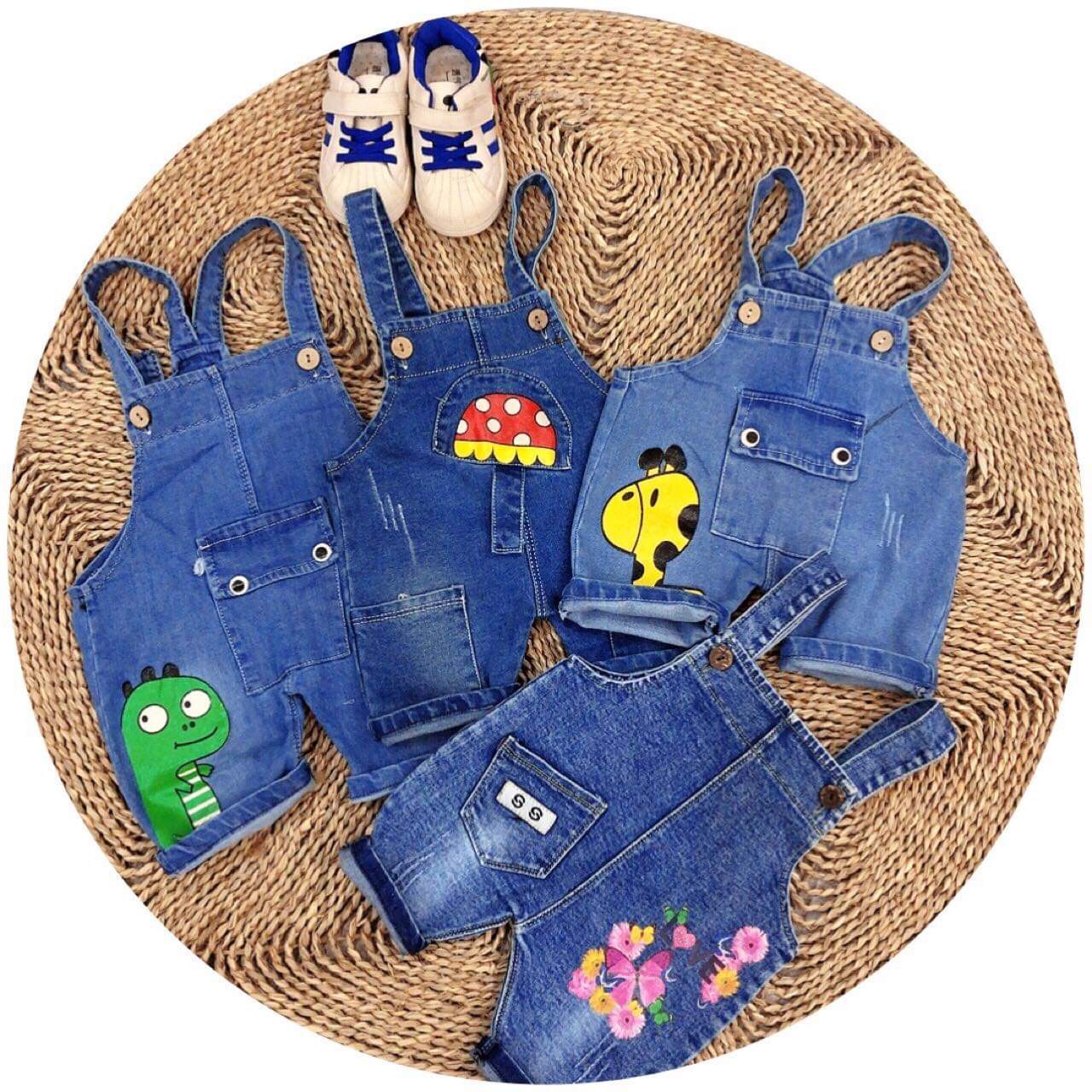 YẾM JEANS NGẮN HỌA TIẾT THÚ CỰC XINH CHO BÉ TRAI/ GÁI 5-12KG ( 1 CHIẾC)