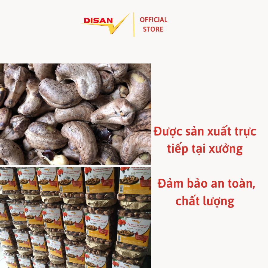 HẠT ĐIỀU RANG MUỐI VỎ LỤA DISAN 500gr Chính gốc Bình Phước