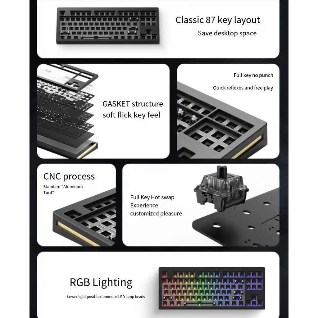 KIT Bàn phím cơ Monsgeek M3 | Case nhôm | RGB | Mạch xuôi | Hotswap | Gasket Mount