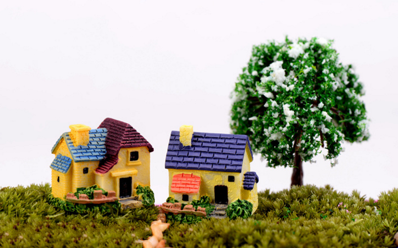 Phụ kiện trang trí tiểu cảnh: Mẫu nhà màu