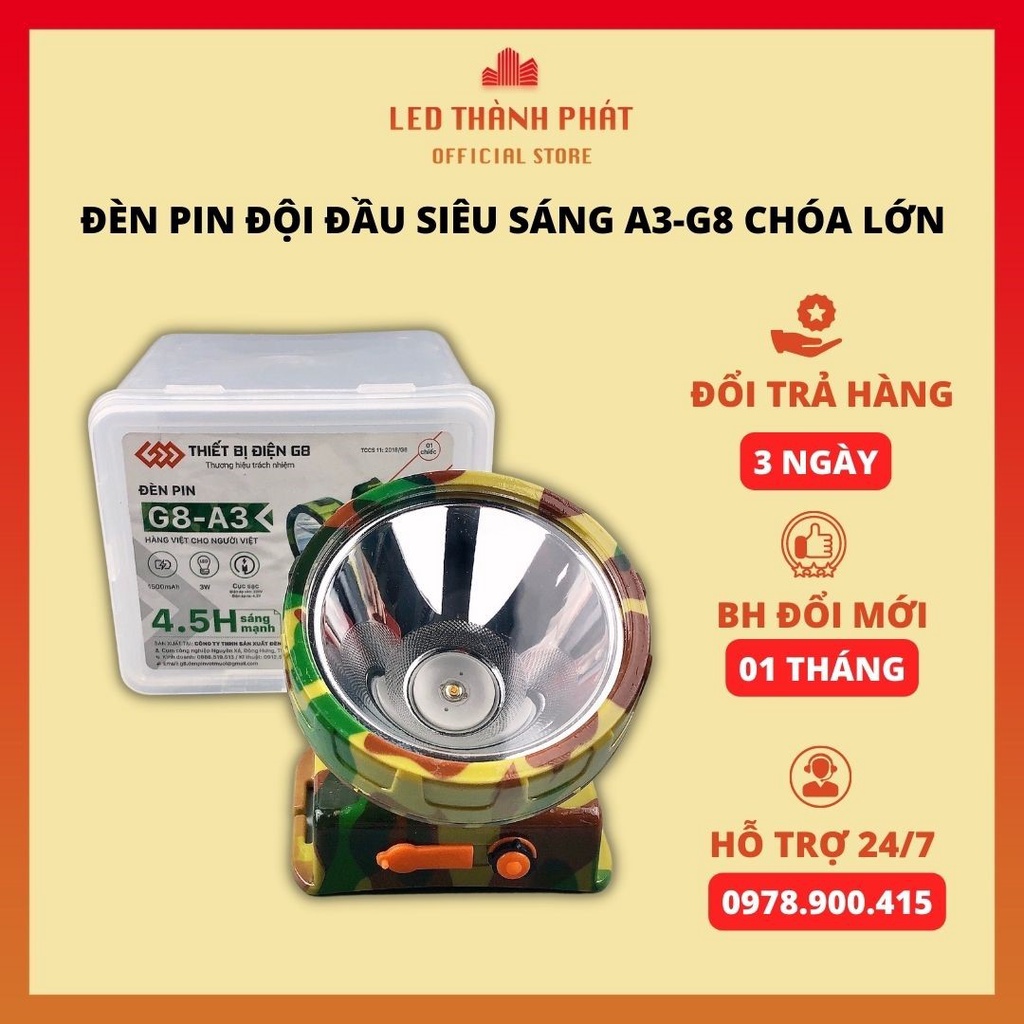 Đèn pin đội đâu siêu sáng G8-A3  chóa lớn