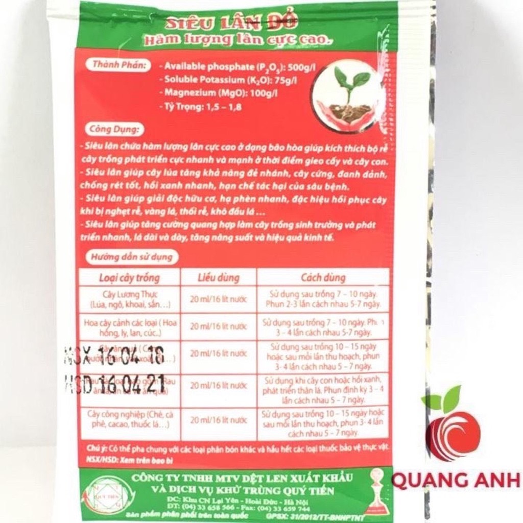 [FreeShip] Phân Bón Đậm Đặc, Cao Cấp Thế Hệ Mới Siêu Lân Đỏ, gói 20ml